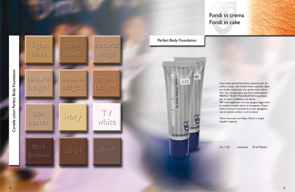 PERFECT BODY FOUNDATION è perfetto per lo sport, il balletto e la danza. PBF viene applicato con una spugna leggermente umida in modo veloce e omogeneo.