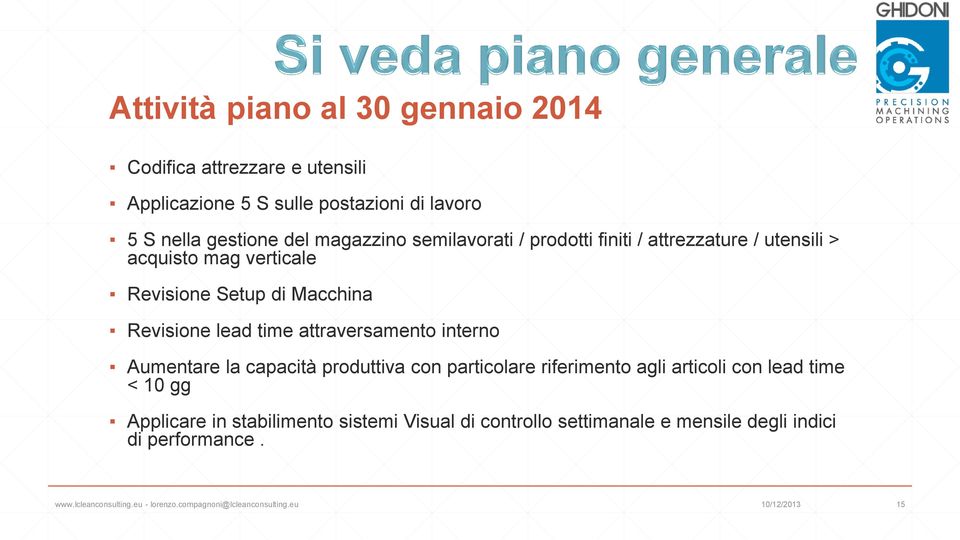 Macchina Revisione lead time attraversamento interno Aumentare la capacità produttiva con particolare riferimento agli