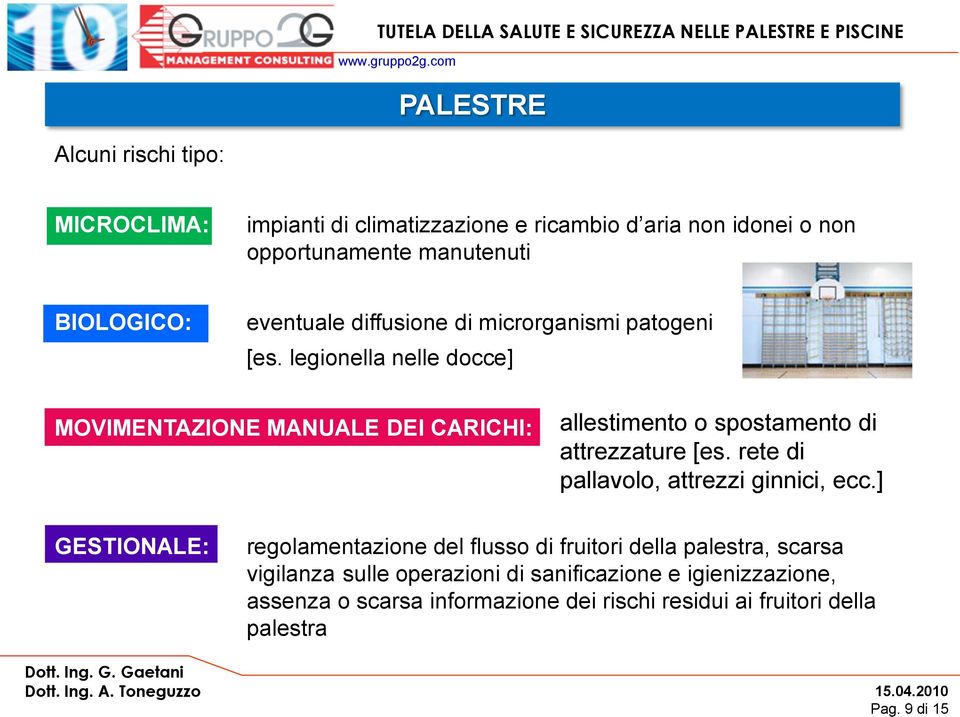 legionella nelle docce] MOVIMENTAZIONE MANUALE DEI CARICHI: allestimento o spostamento di attrezzature [es.