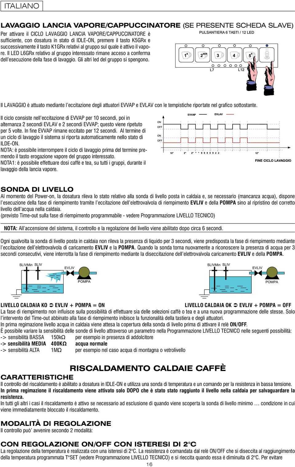 EVLIV + POMPA = OFF ON/OFF RISCALDAMENTO CALDAIE CAFFÈ CARATTERISTICHE In prim regimzione il riscldmento viene ttivto solo DOPO che