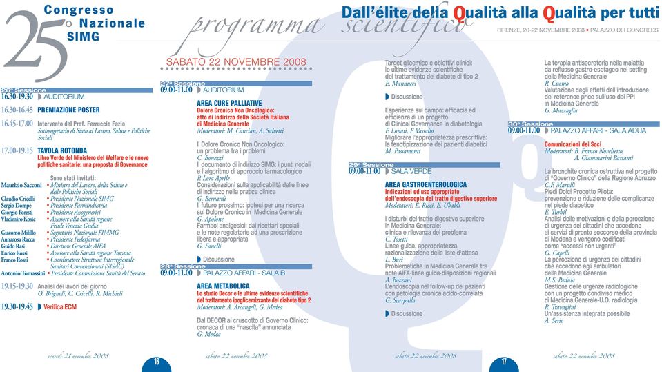 Politiche Sociali Claudio Cricelli Presidente Nazionale Sergio Dompè Presidente Farmindustria Giorgio Foresti Presidente Assogenerici Vladimiro Kosic Assessore alla Sanità regione Friuli Venezia