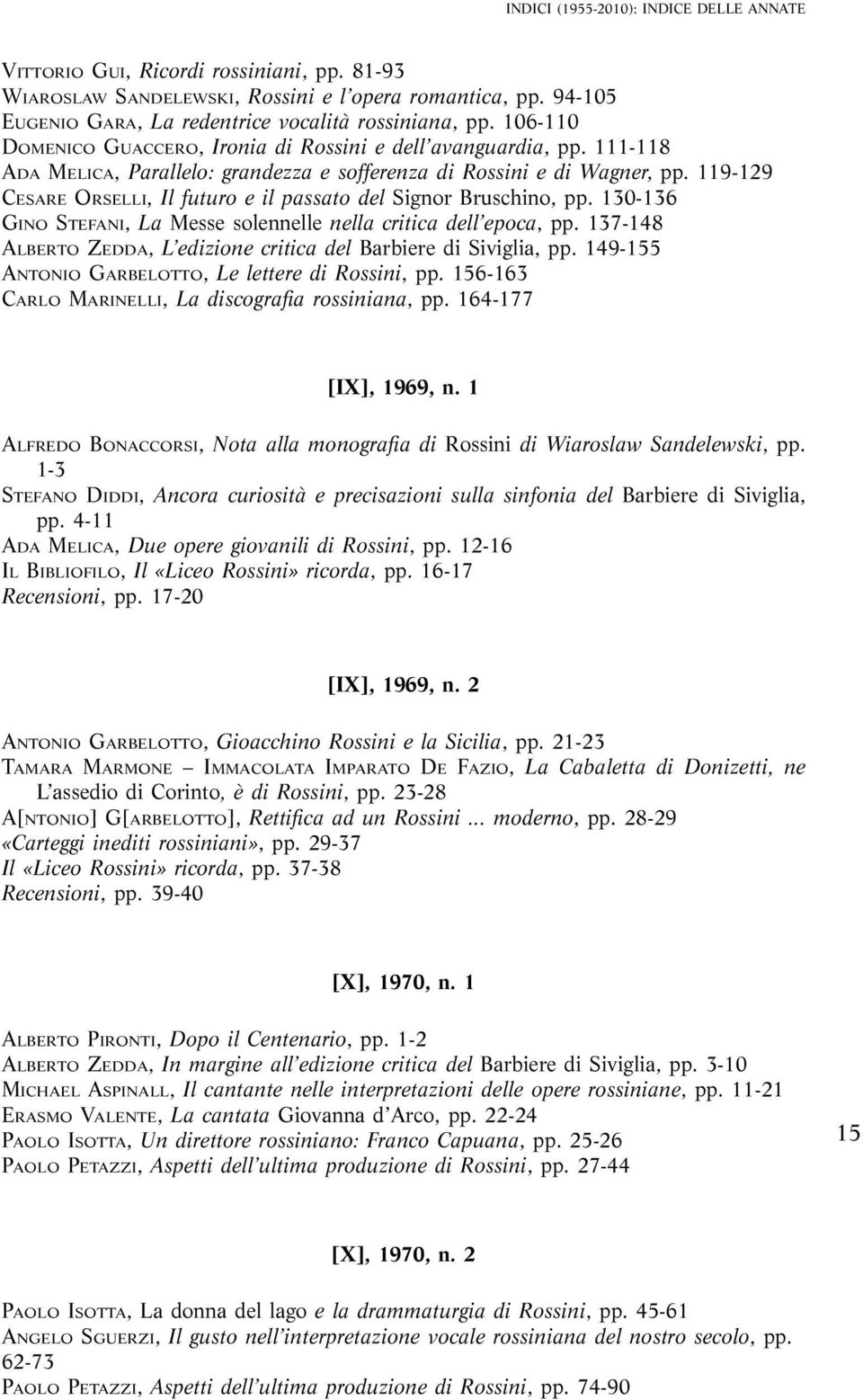 119-129 CESARE ORSELLI, Il futuro e il passato del Signor Bruschino, pp. 130-136 GINO STEFANI, La Messe solennelle nella critica dell epoca, pp.