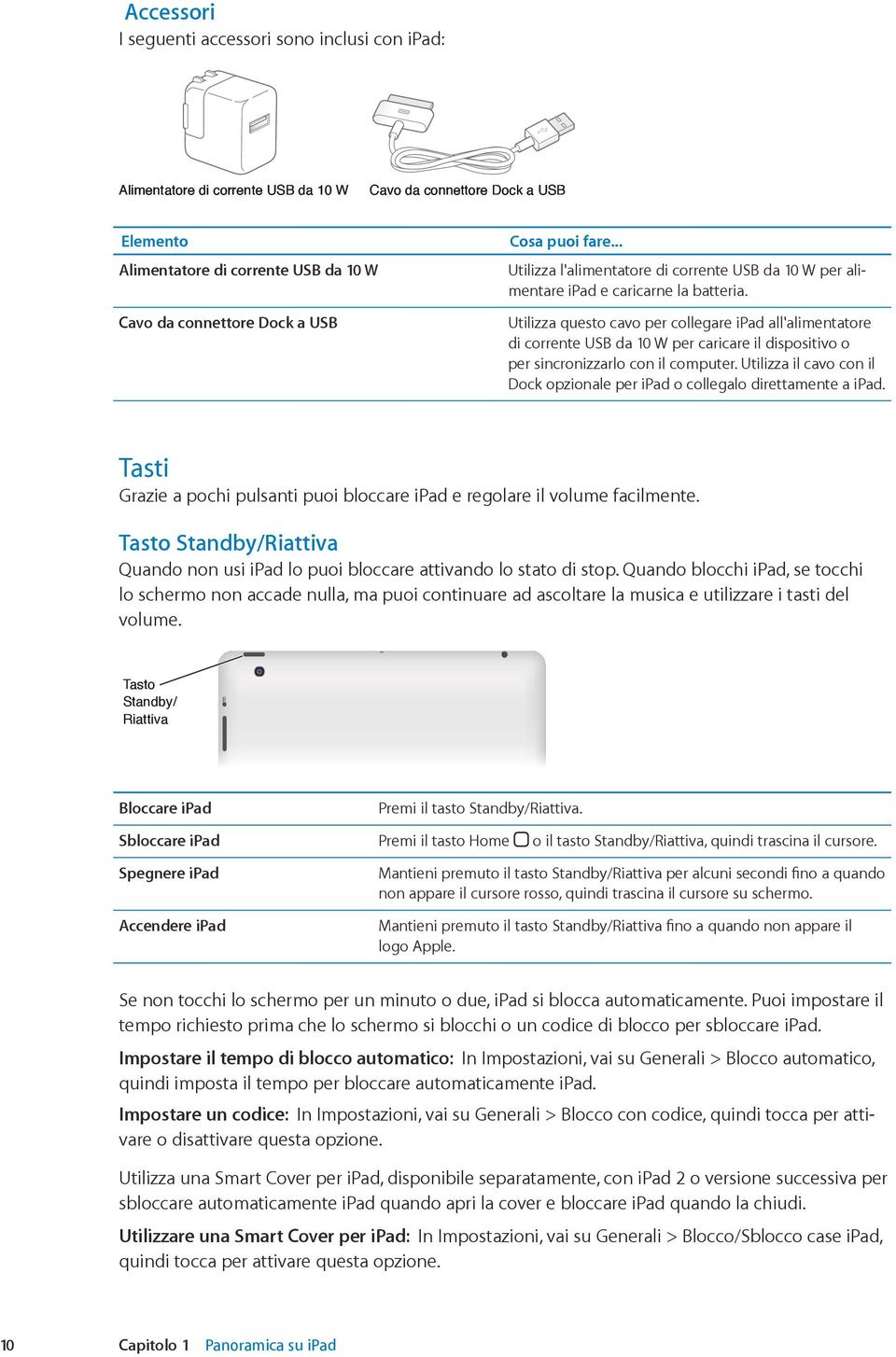 Utilizza questo cavo per collegare ipad all'alimentatore di corrente USB da 10 W per caricare il dispositivo o per sincronizzarlo con il computer.