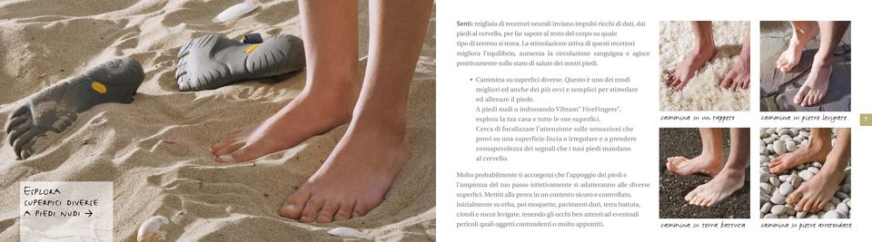 Questo è uno dei modi migliori ed anche dei più ovvi e semplici per stimolare ed allenare il piede. A piedi nudi o indossando Vibram FiveFingers, 6 esplora la tua casa e tutte le sue superfici.