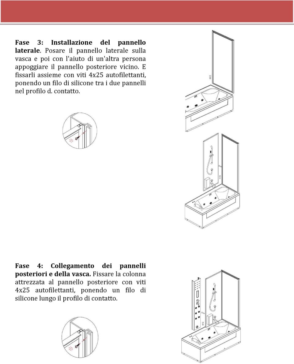 E fissarli assieme con viti 4x25 autofilettanti, ponendo un filo di silicone tra i due pannelli nel profilo d. contatto.