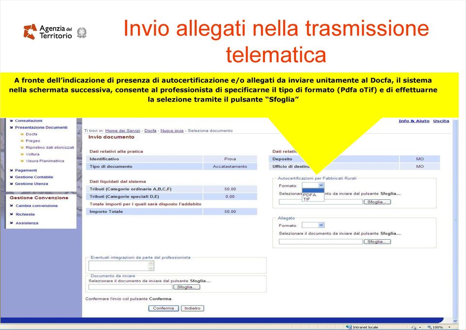 sistema nella schermata successiva, consente al professionista di specificarne