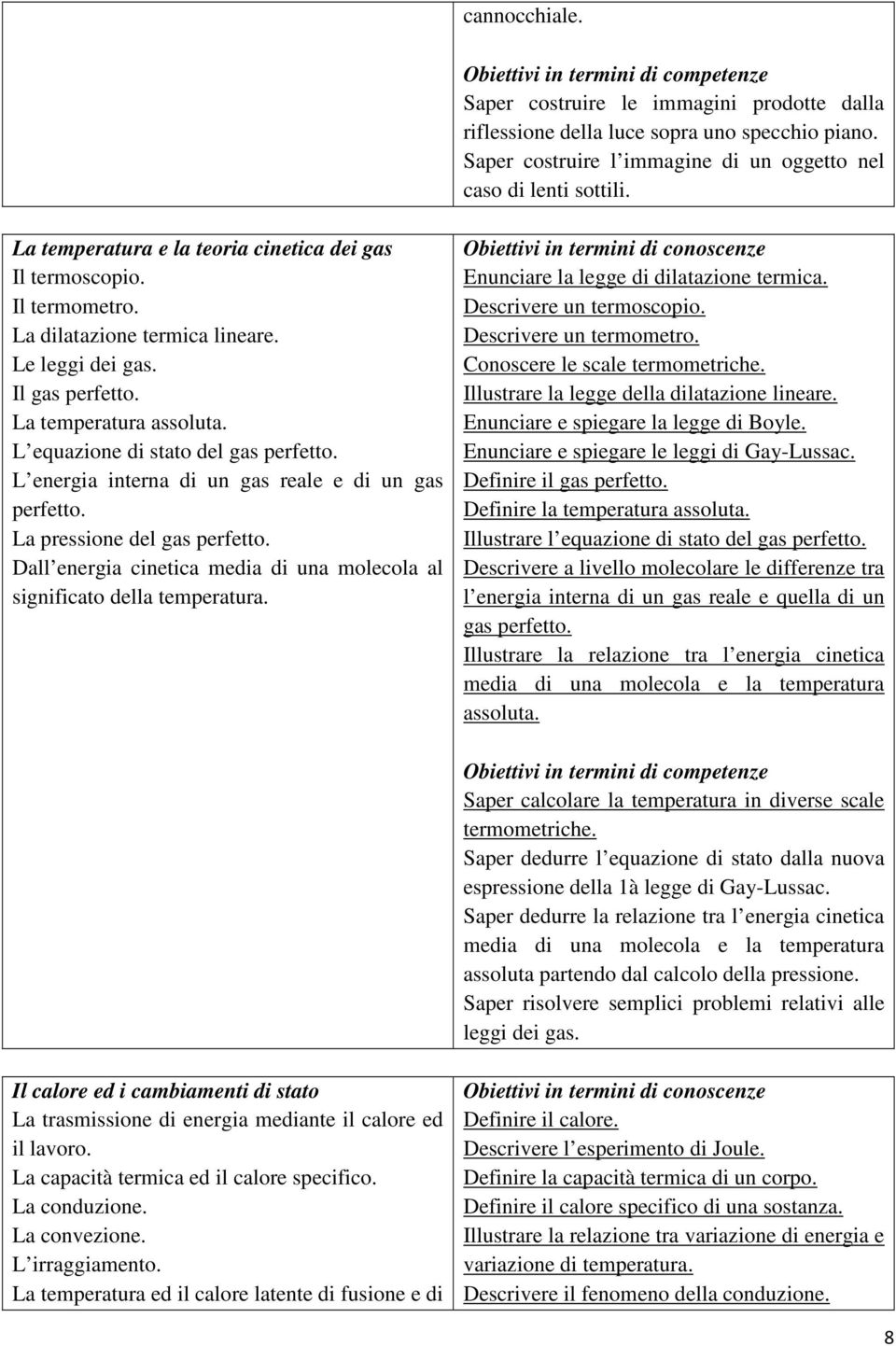 L equazione di stato del gas perfetto. L energia interna di un gas reale e di un gas perfetto. La pressione del gas perfetto.