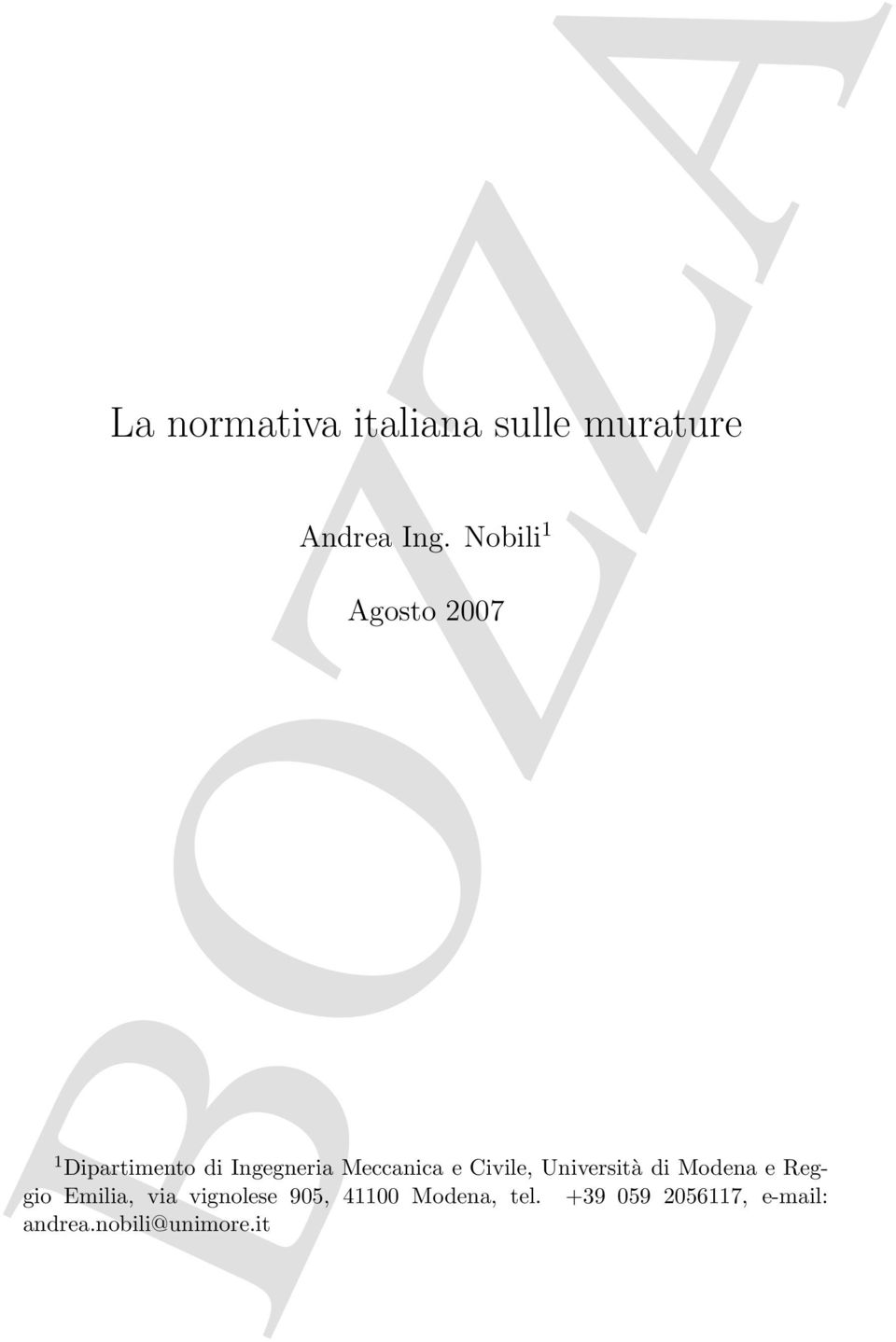 e Civile, Università di Modena e Reggio Emilia, via