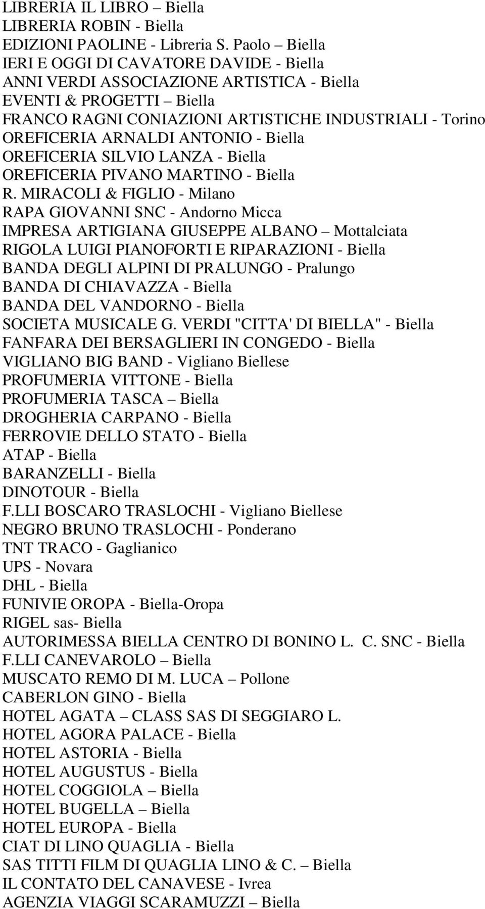 ANTONIO - Biella OREFICERIA SILVIO LANZA - Biella OREFICERIA PIVANO MARTINO - Biella R.