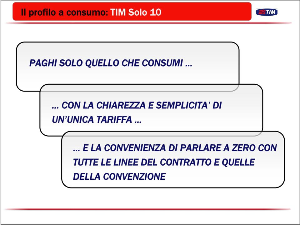 UNICA TARIFFA E LA CONVENIENZA DI PARLARE A ZERO