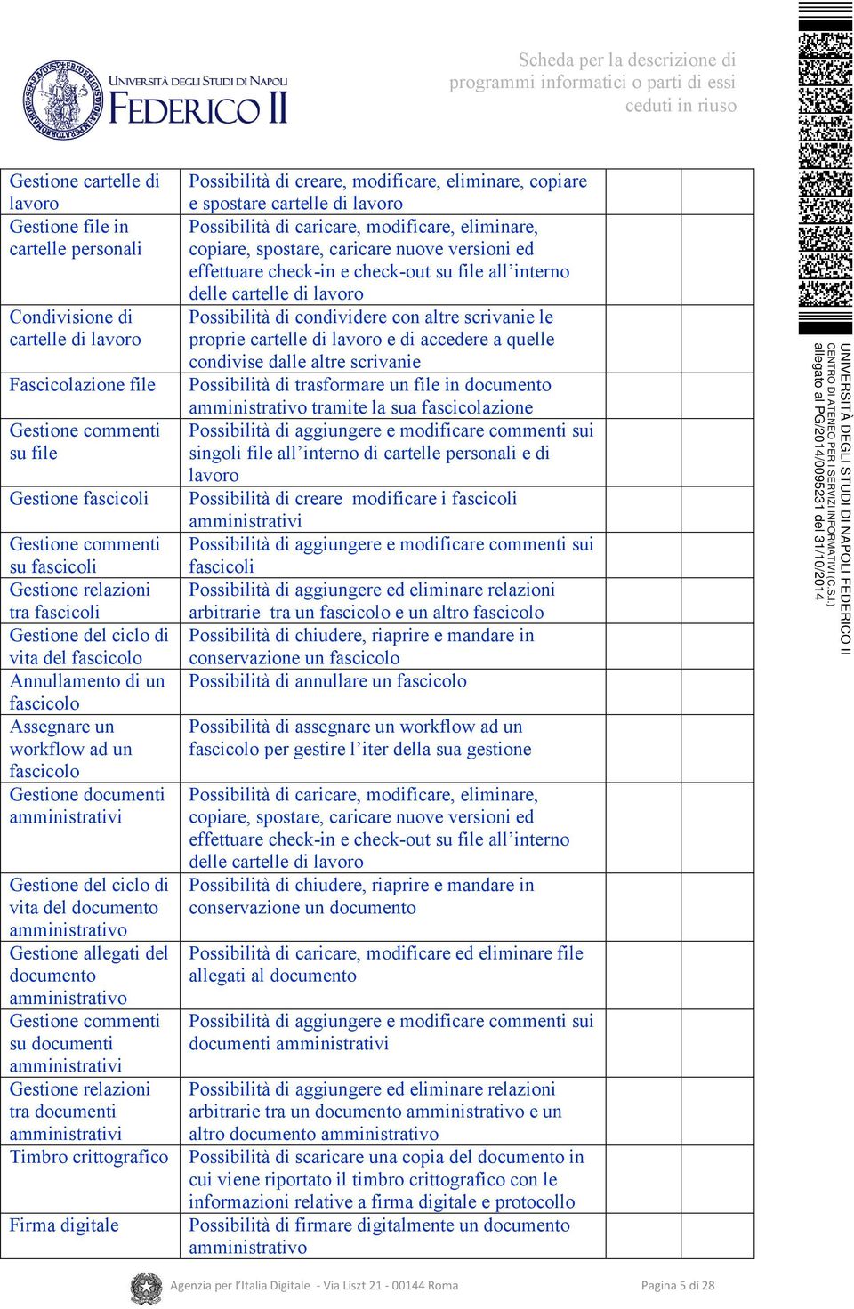 vita del documento amministrativo Gestione allegati del documento amministrativo Gestione commenti su documenti amministrativi Gestione relazioni tra documenti amministrativi Timbro crittografico