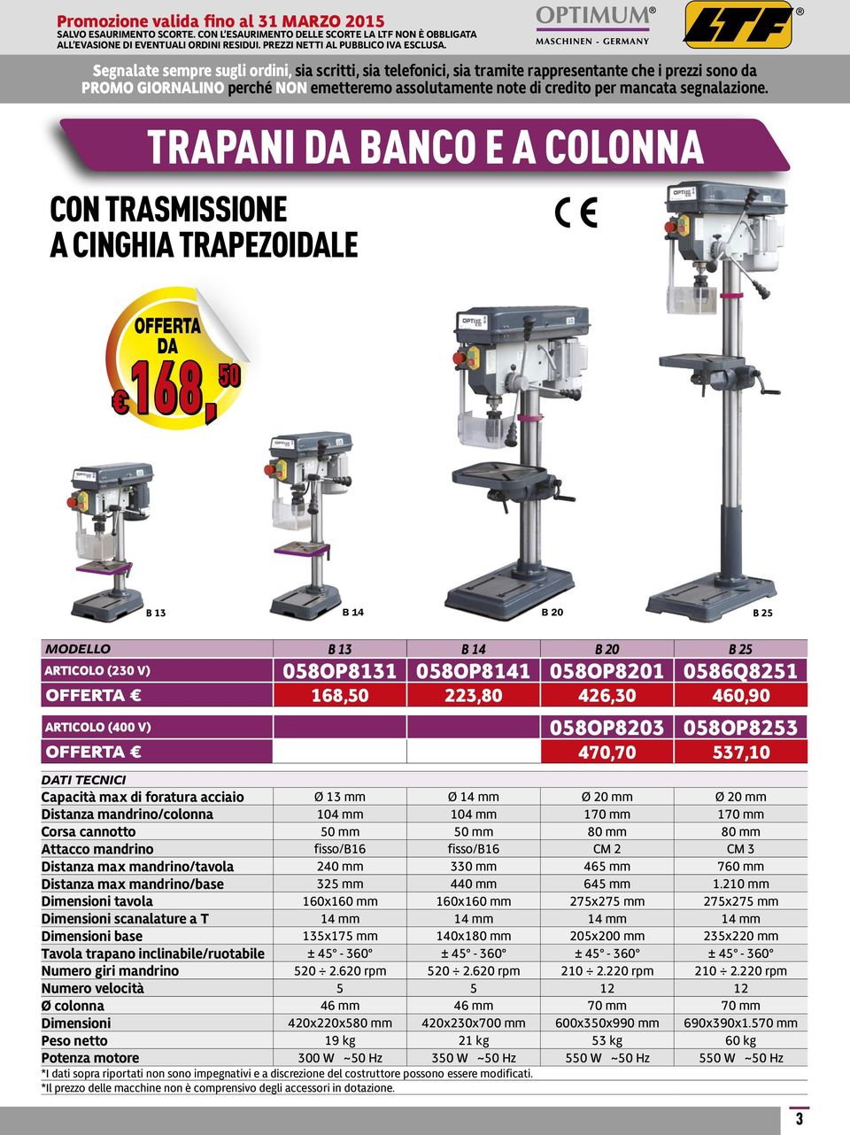 Attacco mandrino fisso/b16 fisso/b16 CM 2 CM 3 Distanza max mandrino/tavola 240 mm 330 mm 465 mm 760 mm Distanza max mandrino/base 325 mm 440 mm 645 mm 1.