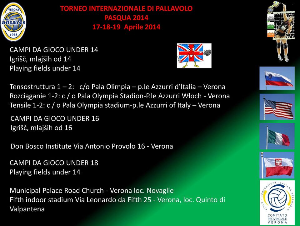 le Azzurri Włoch - Verona Tensile 1-2: c / o Pala Olympia stadium-p.
