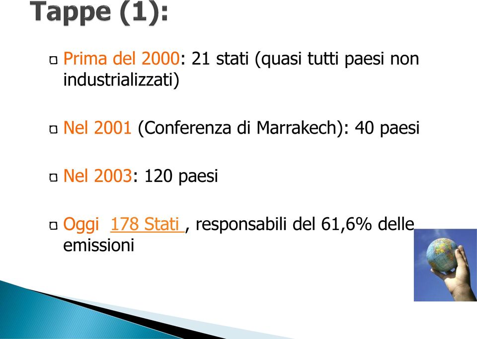 Marrakech): 40 paesi Nel 2003: 120 paesi Oggi