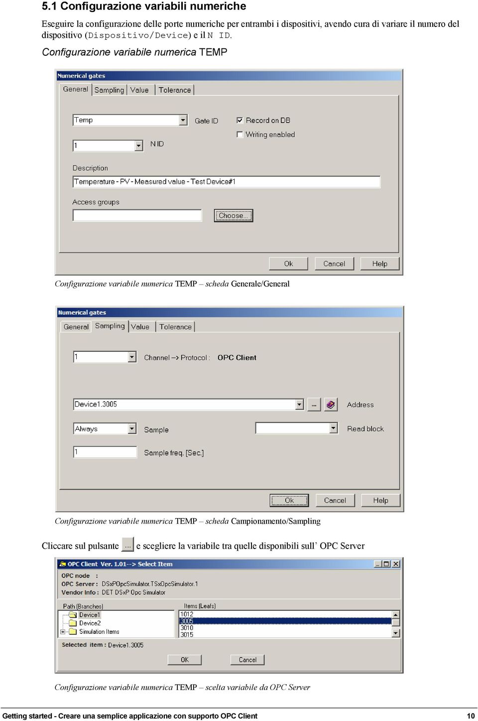 Configurazione variabile numerica TEMP Configurazione variabile numerica TEMP scheda Generale/General Configurazione variabile numerica TEMP scheda