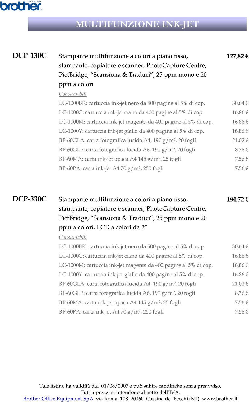 LC-1000Y: cartuccia ink-jet giallo da 400 pagine al 5% di cop.