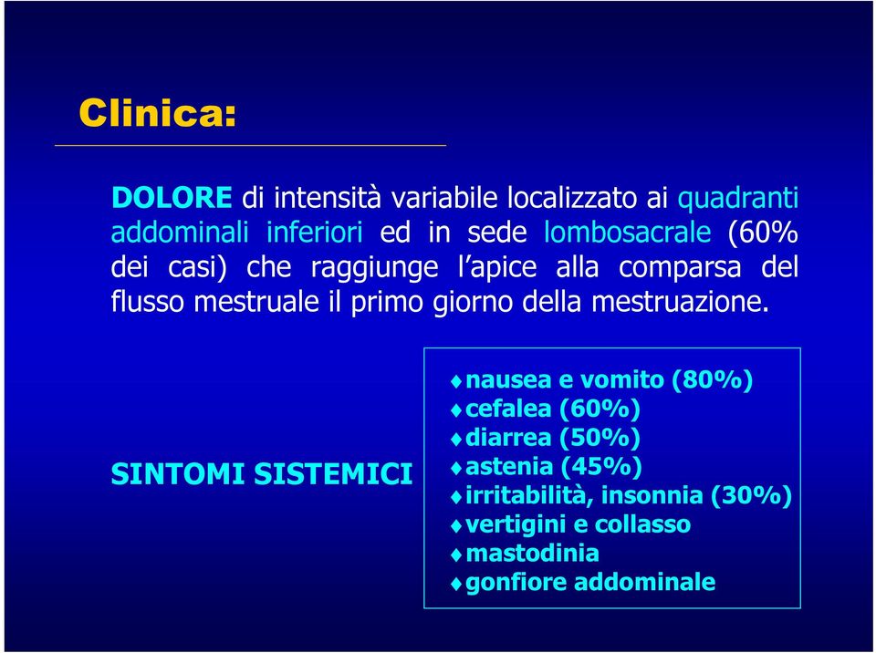 primo giorno della mestruazione.