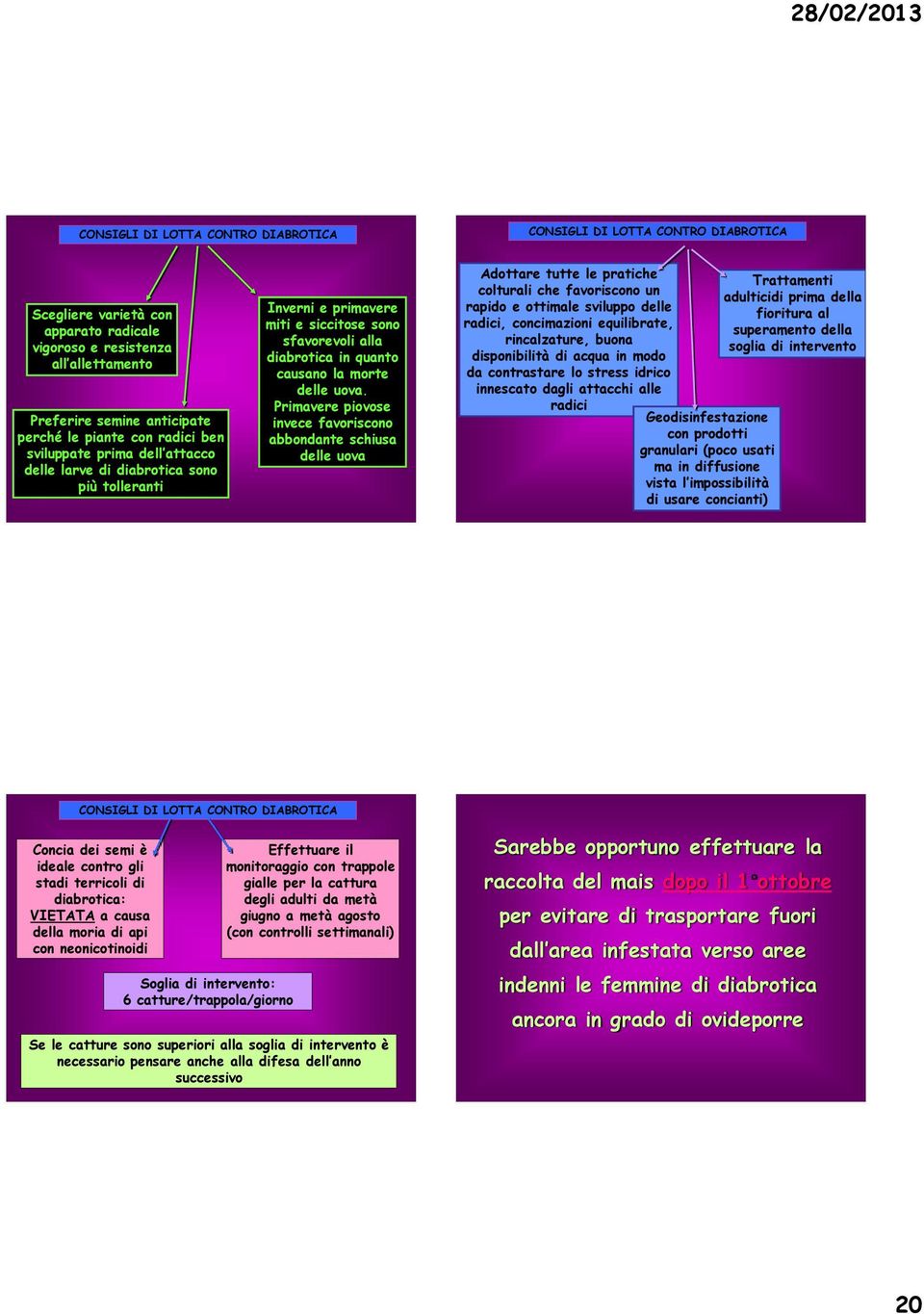 Primavere piovose invece favoriscono abbondante schiusa delle uova Adottare tutte le pratiche colturali che favoriscono un rapido e ottimale sviluppo delle radici, concimazioni equilibrate,