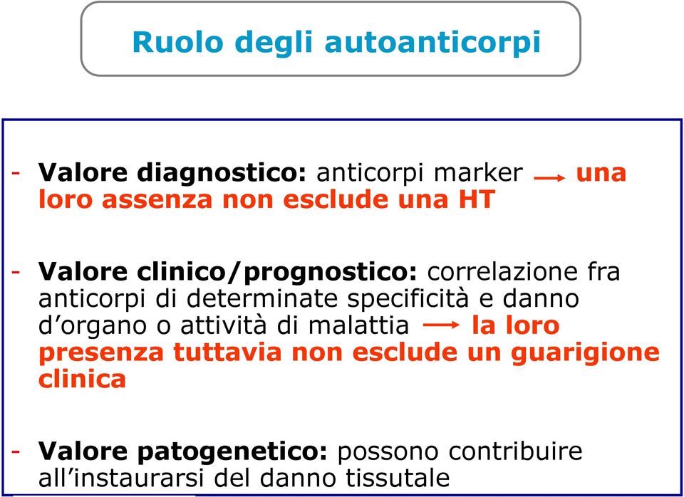 specificità e danno d organo o attività di malattia la loro presenza tuttavia non esclude