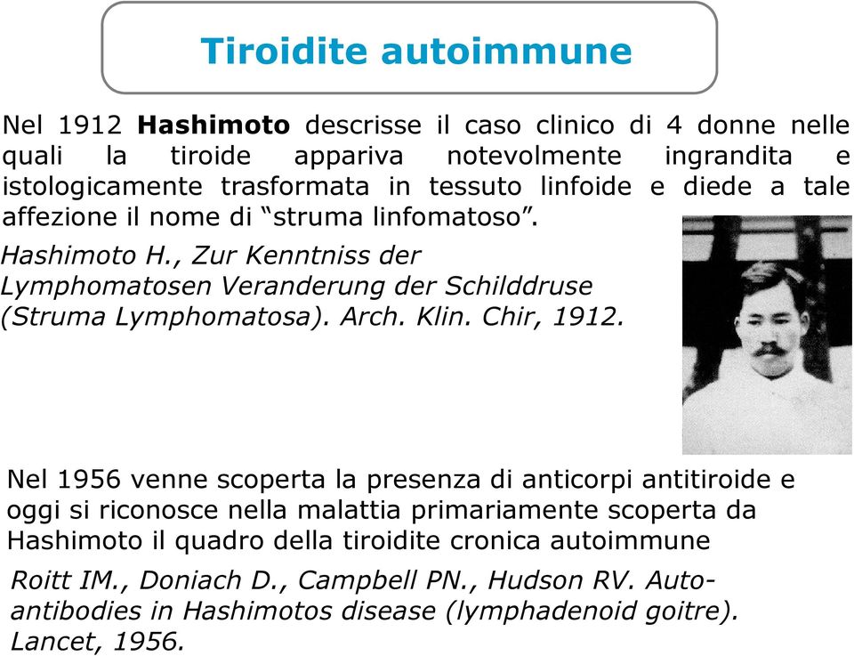 , Zur Kenntniss der Lymphomatosen Veranderung der Schilddruse (Struma Lymphomatosa). Arch. Klin. Chir, 1912.