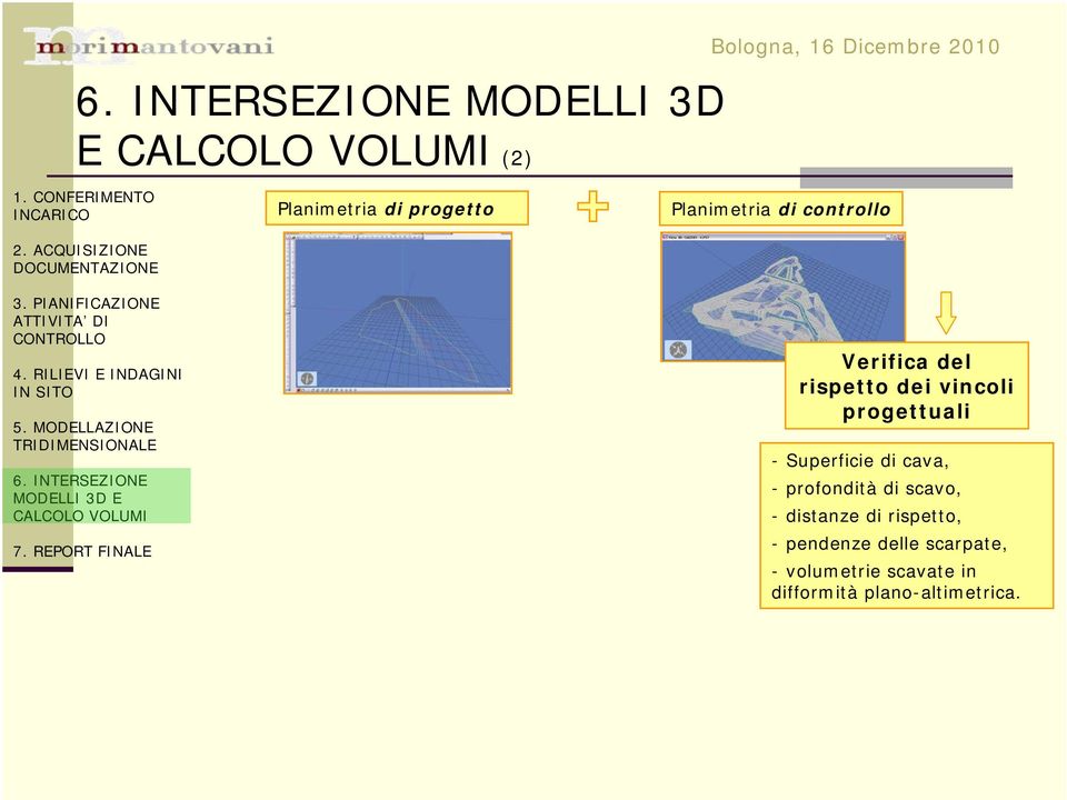 INTERSEZIONE MODELLI 3D E CALCOLO VOLUMI 7.