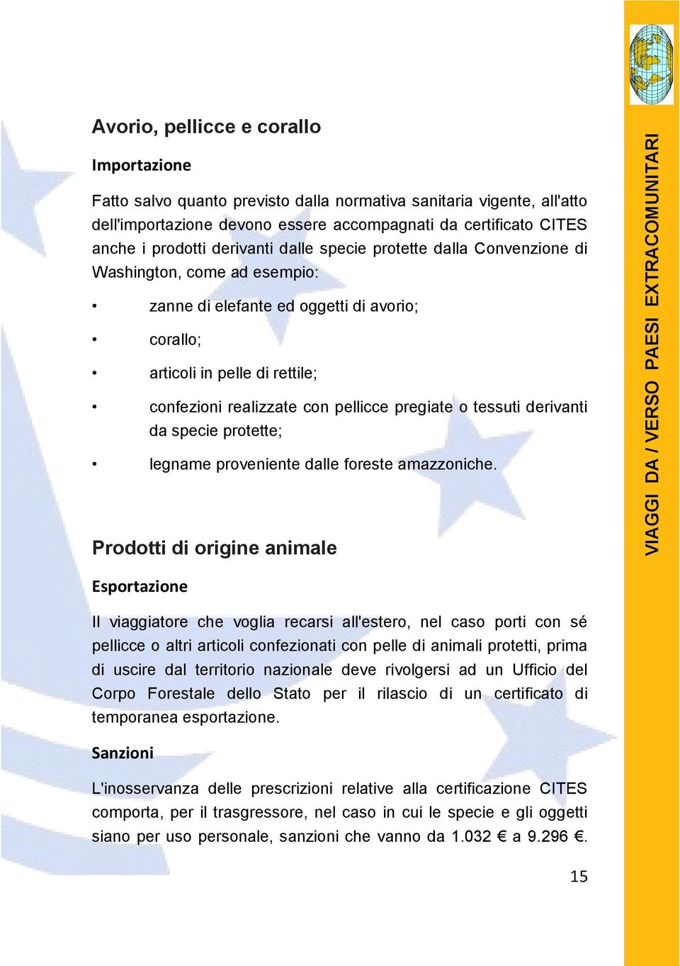 confezioni realizzate con pellicce pregiate o tessuti derivanti da specie protette; legname proveniente dalle foreste amazzoniche.