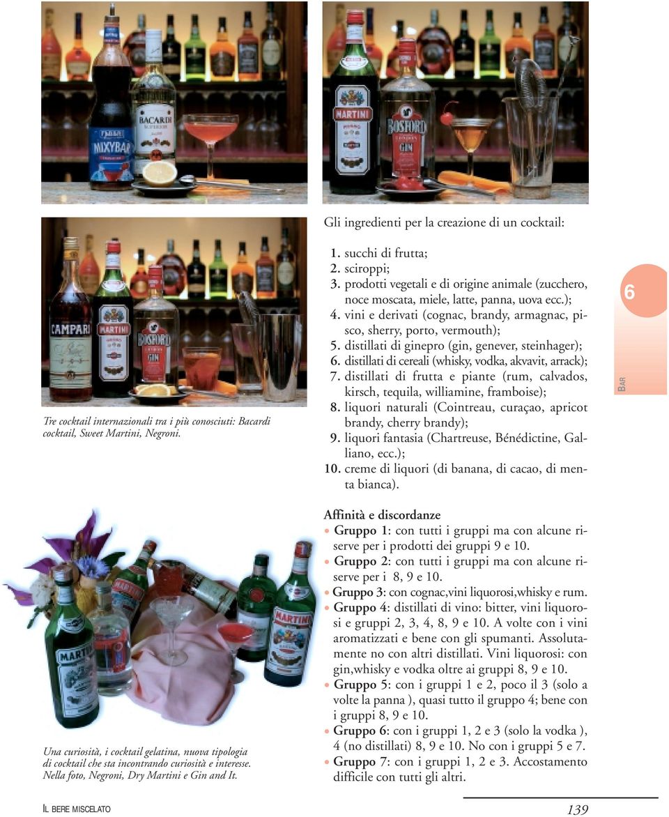 prodotti vegetali e di origine animale (zucchero, noce moscata, miele, latte, panna, uova ecc.); 4. vini e derivati (cognac, brandy, armagnac, pisco, sherry, porto, vermouth); 5.