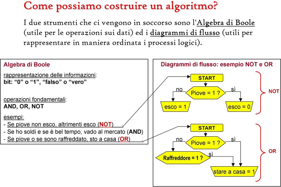 ordinata i processi logici).