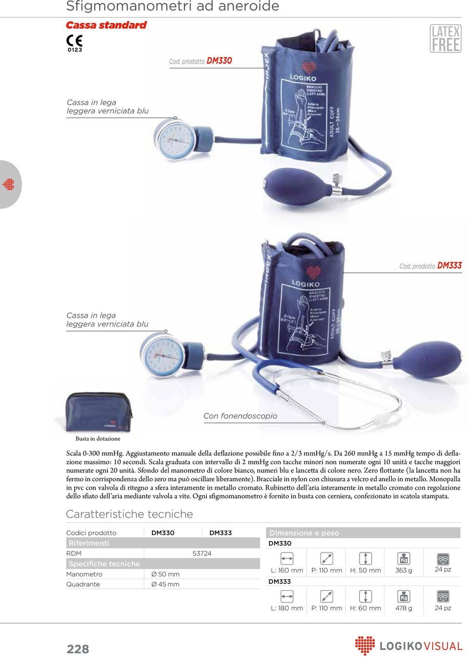 Da 260 mmhg a 15 mmhg tempo di deflazione massimo: 10 secondi. Scala graduata con intervallo di 2 mmhg con tacche minori non numerate ogni 10 unità e tacche maggiori numerate ogni 20 unità.