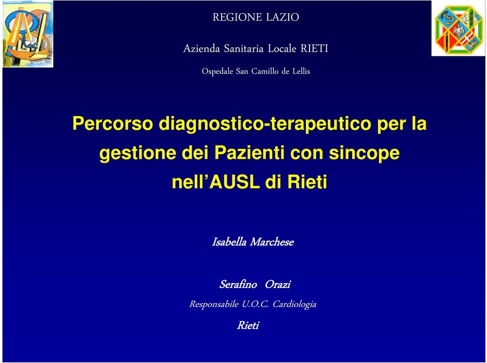 gestione dei Pazienti con sincope nell AUSL di Rieti