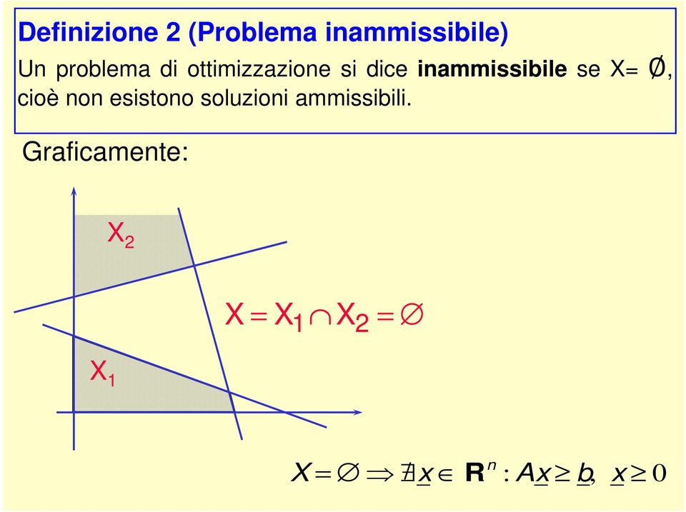 inammissibile se X=, cioè non esistono