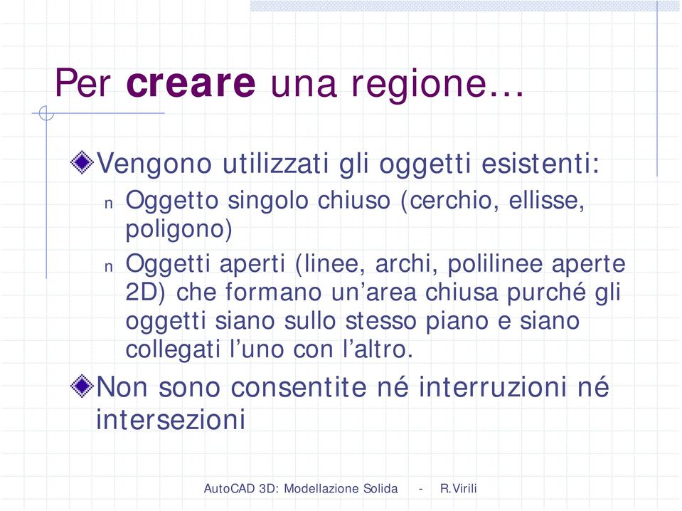 aperte 2D) che formano un area chiusa purché gli oggetti siano sullo stesso piano