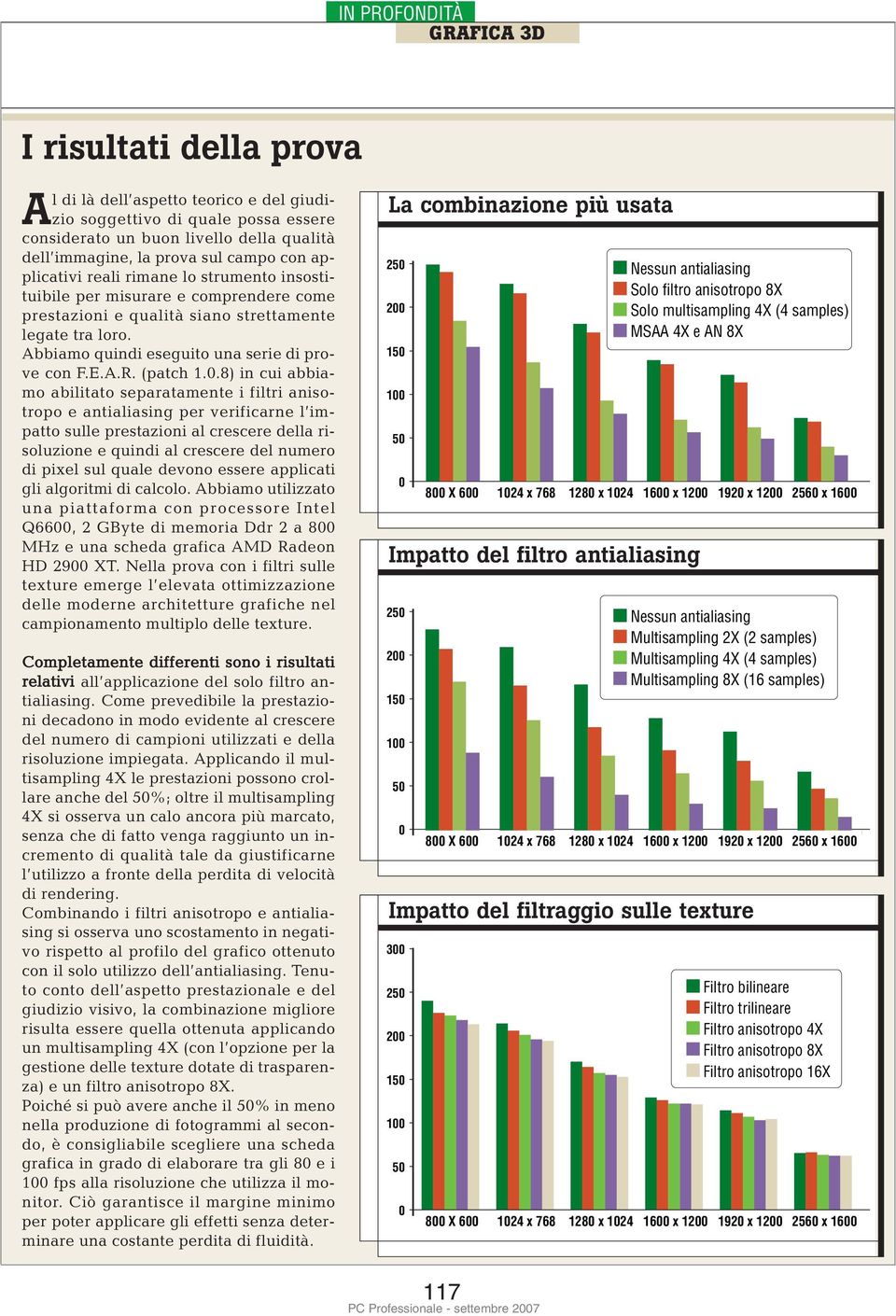 8) in cui abbiamo abilitato separatamente i filtri anisotropo e antialiasing per verificarne l impatto sulle prestazioni al crescere della risoluzione e quindi al crescere del numero di pixel sul