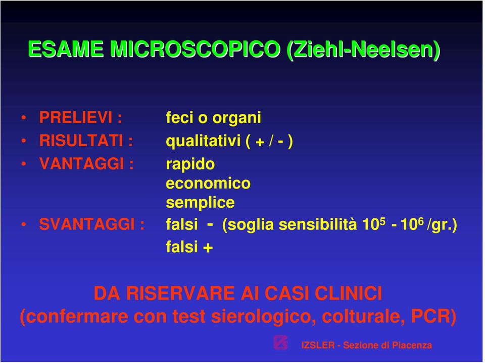 semplice SVANTAGGI : falsi - (soglia sensibilità 10 5-10 6 /gr.