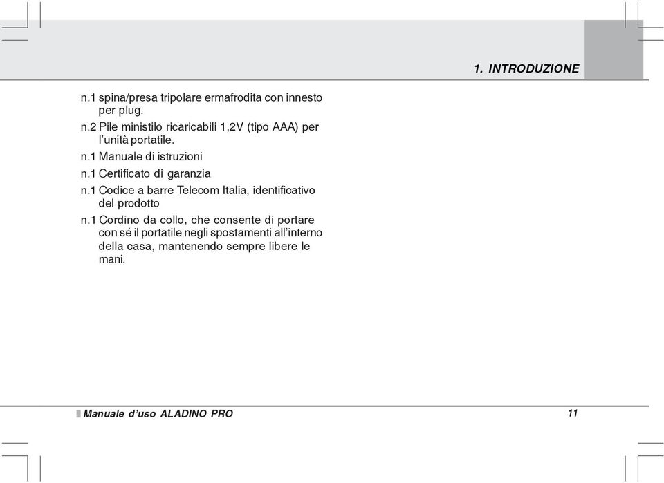 1 Codice a barre Telecom Italia, identificativo del prodotto n.