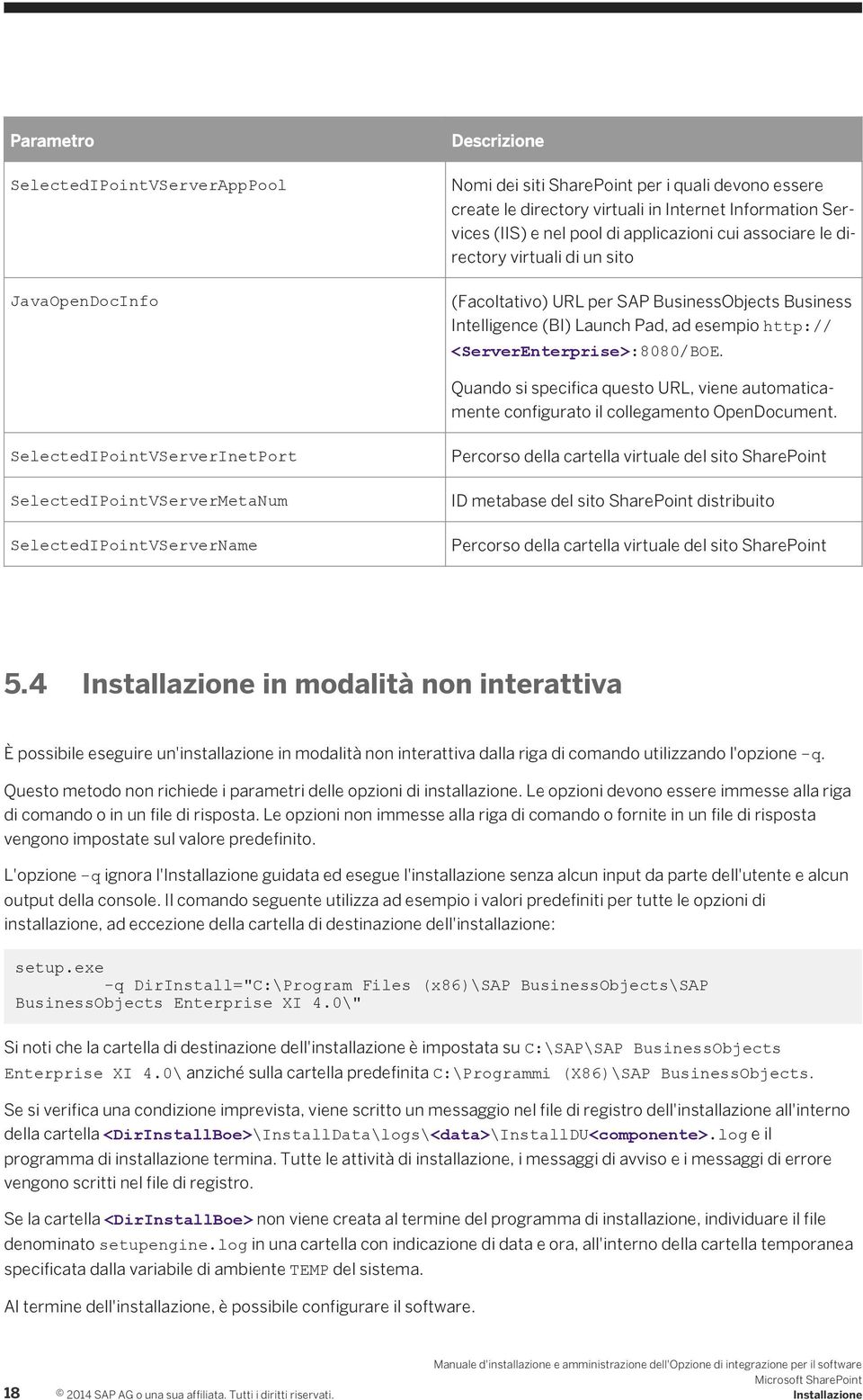 Quando si specifica questo URL, viene automaticamente configurato il collegamento OpenDocument.