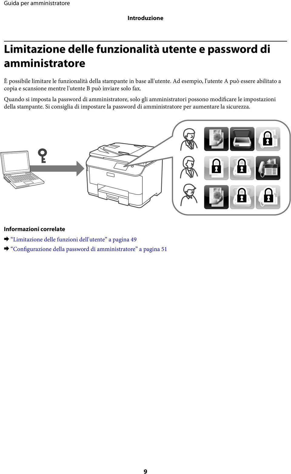 Quando si imposta la password di amministratore, solo gli amministratori possono modificare le impostazioni della stampante.