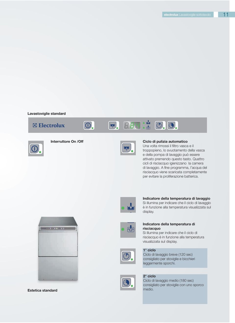 A fine programma, l acqua del risciacquo viene scaricata completamente per evitare la proliferazione batterica.