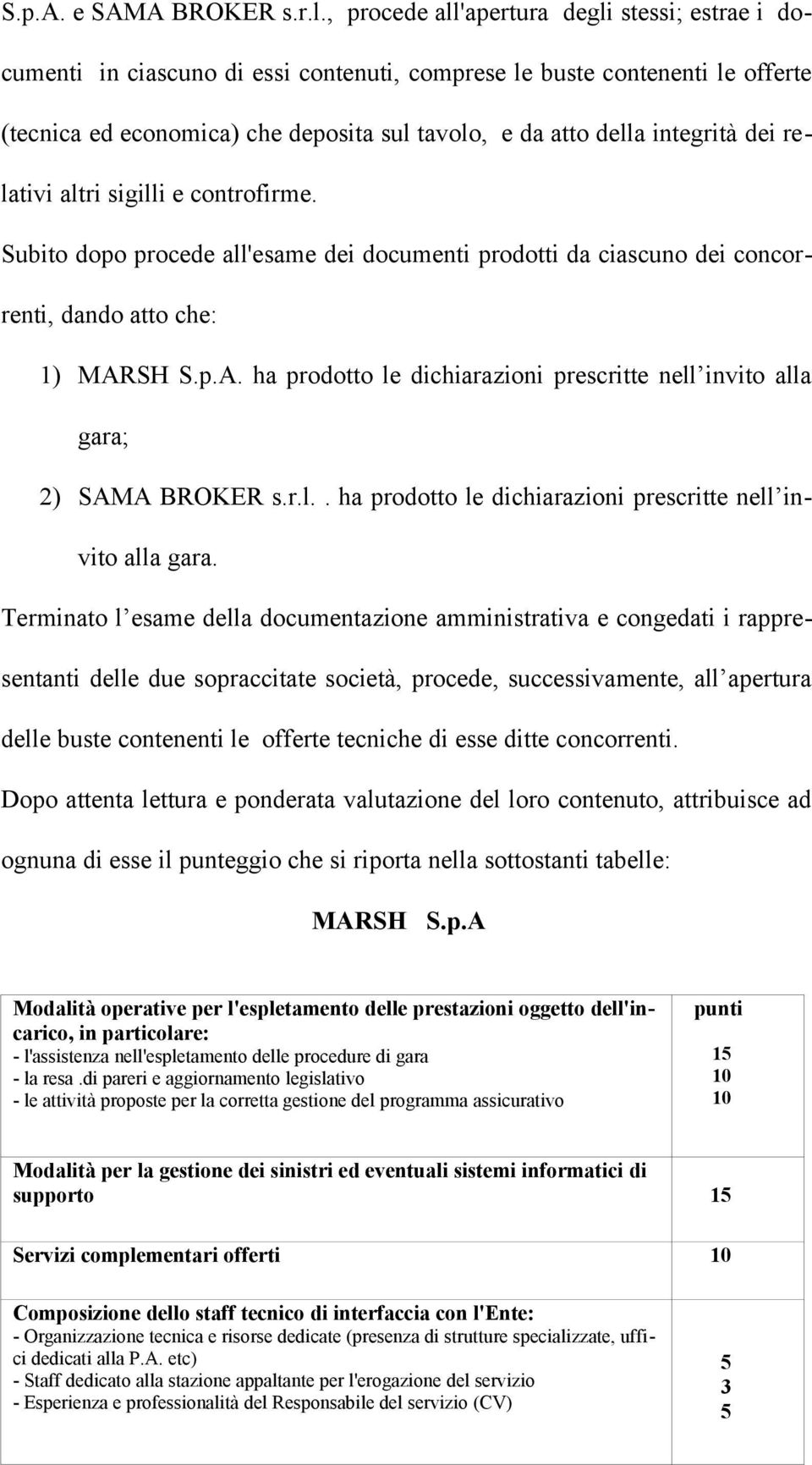 integrità dei relativi altri sigilli e controfirme. Subito dopo procede all'esame dei documenti prodotti da ciascuno dei concorrenti, dando atto che: 1) MAR