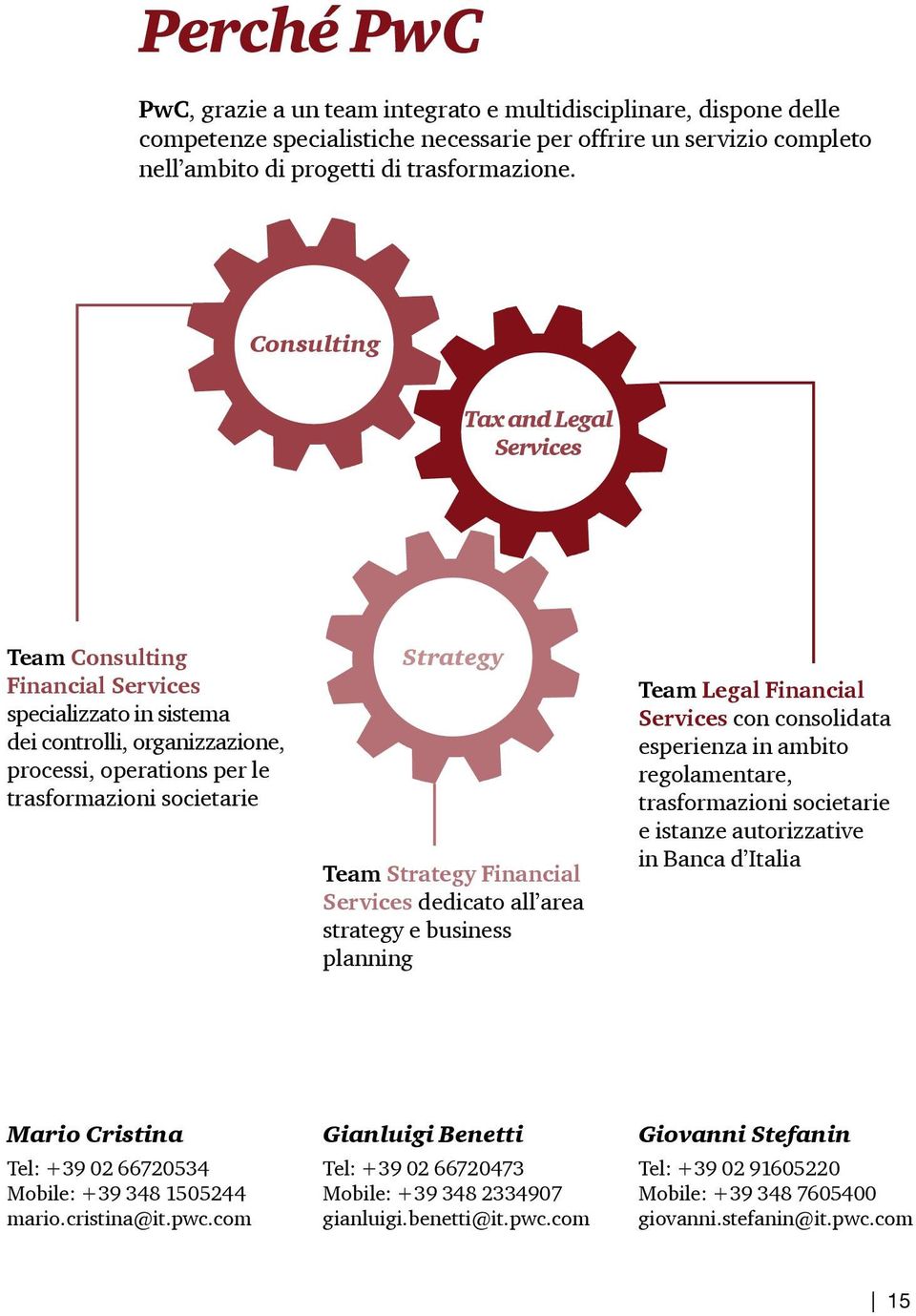 Strategy Financial Services dedicato all area strategy e business planning Team Legal Financial Services con consolidata esperienza in ambito regolamentare, trasformazioni societarie e istanze