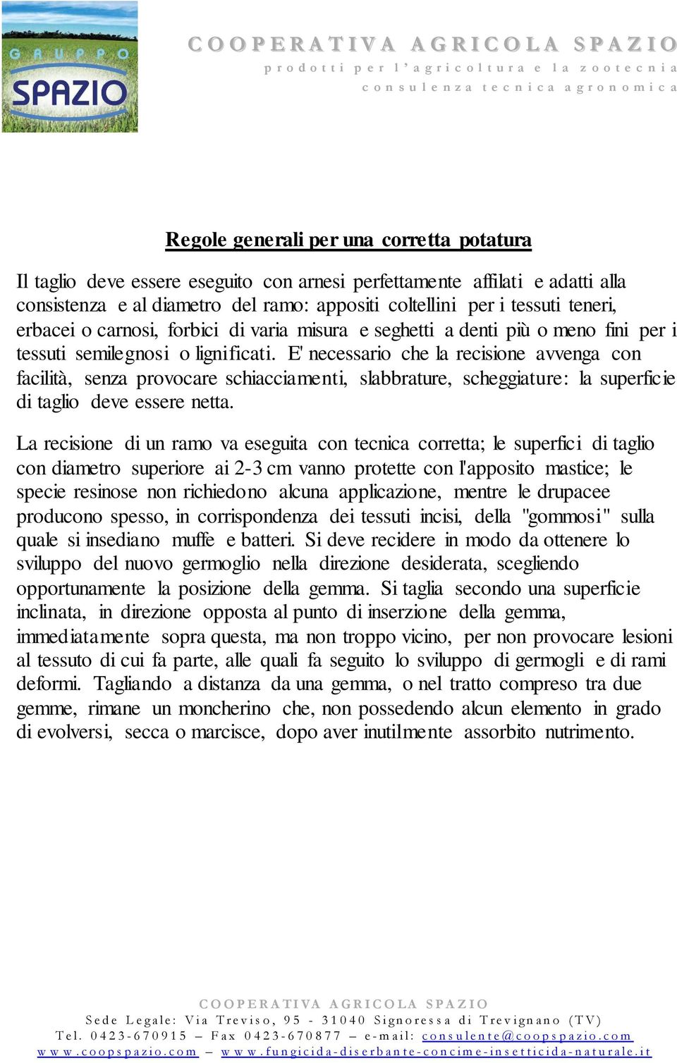 E' necessario che la recisione avvenga con facilità, senza provocare schiacciamenti, slabbrature, scheggiature: la superficie di taglio deve essere netta.