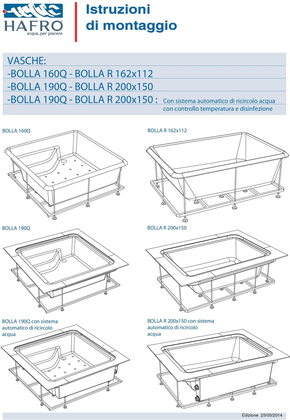 temperatura e disinfezione BOLLA 160Q BOLLA R 162x112 BOLLA 190Q BOLLA R 200x150 BOLLA 190Q con