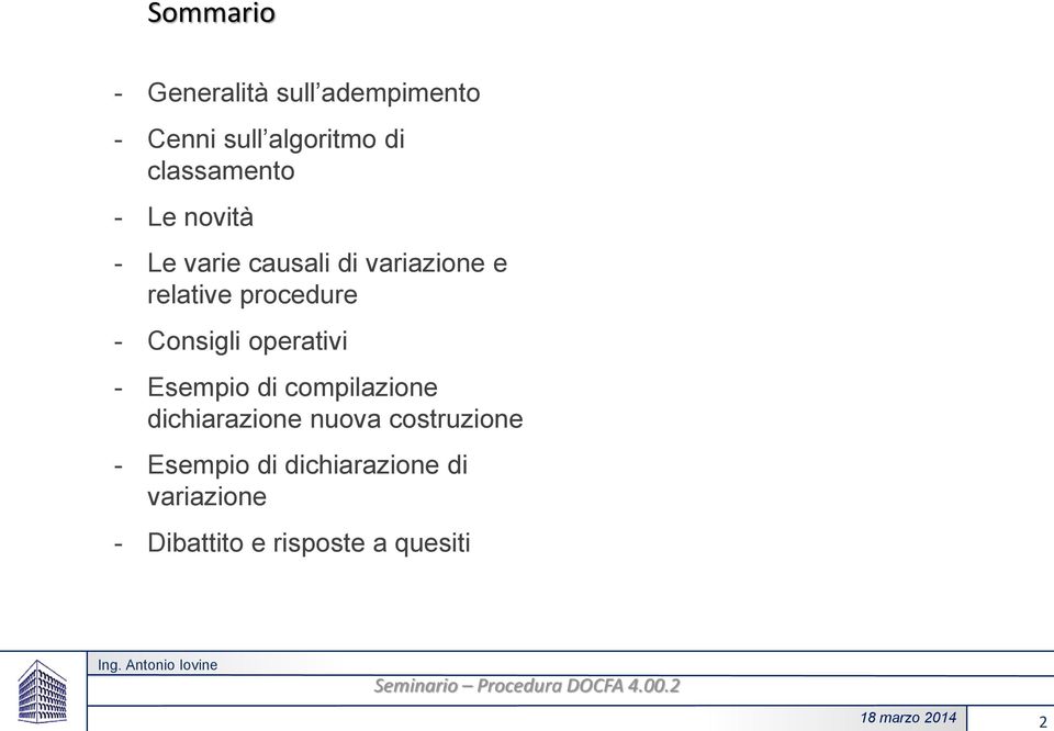 procedure - Consigli operativi - Esempio di compilazione dichiarazione