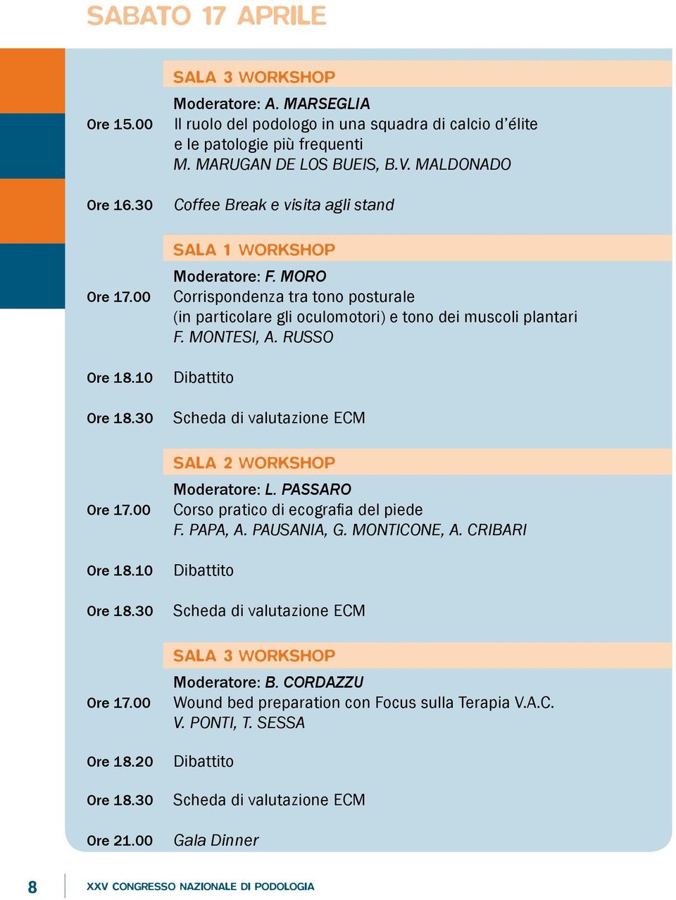 MORO Corrispondenza tra tono posturale (in particolare gli oculomotori) e tono dei muscoli plantari F. MONTESI, A. RUSSO Scheda di valutazione ECM SALA 2 WORKSHOP Moderatore: L.