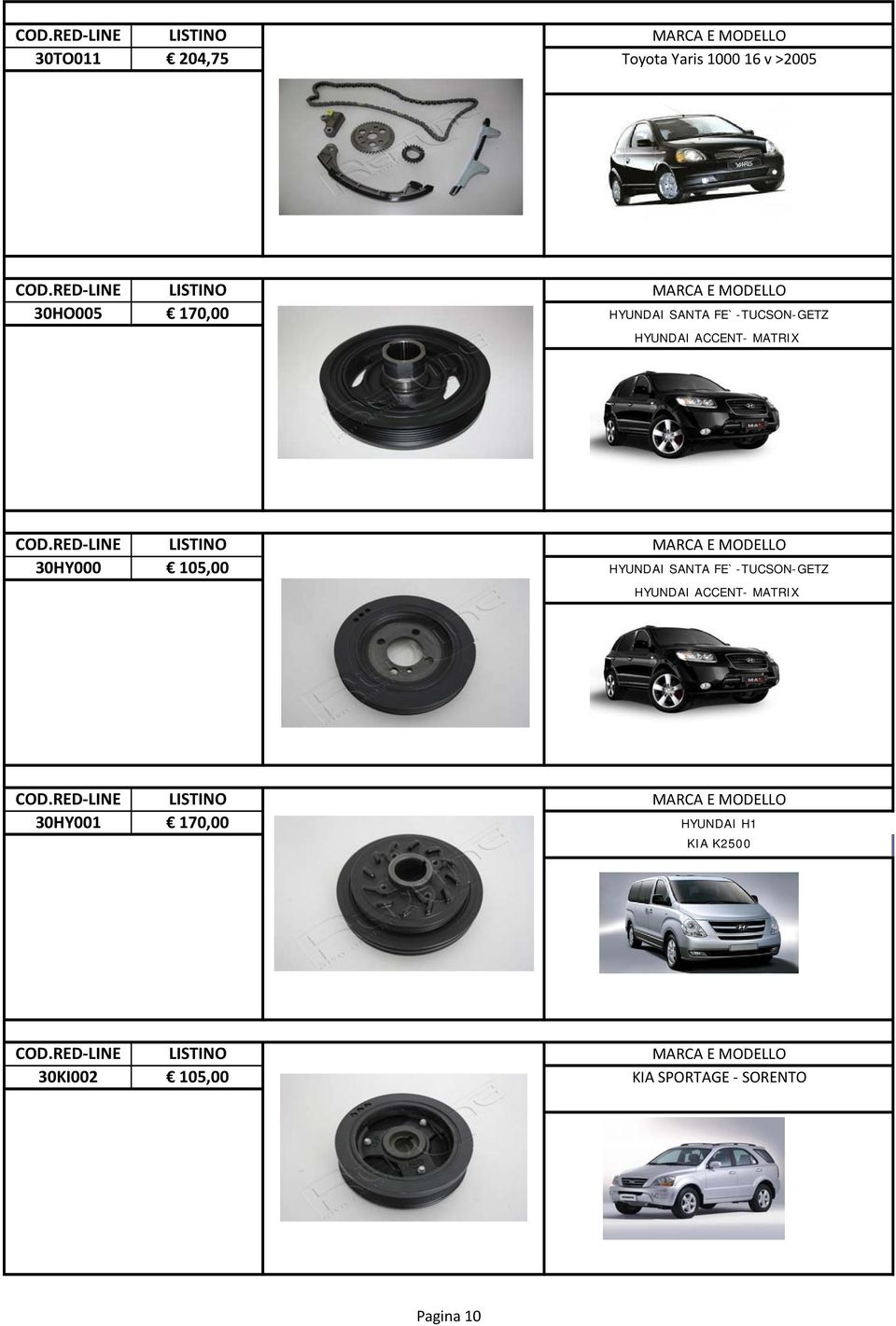 30HY000 105,00 HYUNDAI SANTA FE`-TUCSON-GETZ HYUNDAI ACCENT- MATRIX