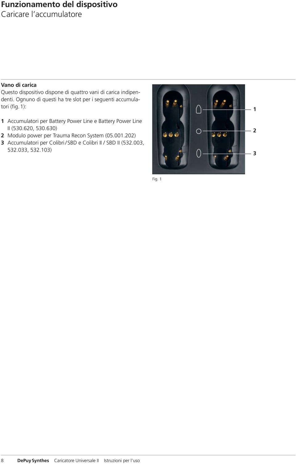 1): 1 Accumulatori per Battery Power Line e Battery Power Line II (530.620, 530.