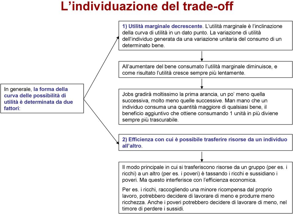 All aumentare del bene consumato l utilità marginale diminuisce, e come risultato l utilità cresce sempre più lentamente.