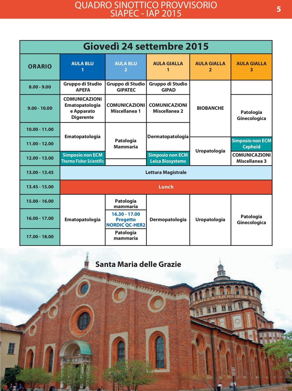 00 COMUNICAZIONI Ematopatologia e Apparato Digerente COMUNICAZIONI Miscellanea COMUNICAZIONI Miscellanea BIOBANCHE Patologia Ginecologica 0.00 -.00.00 -.00.00-3.