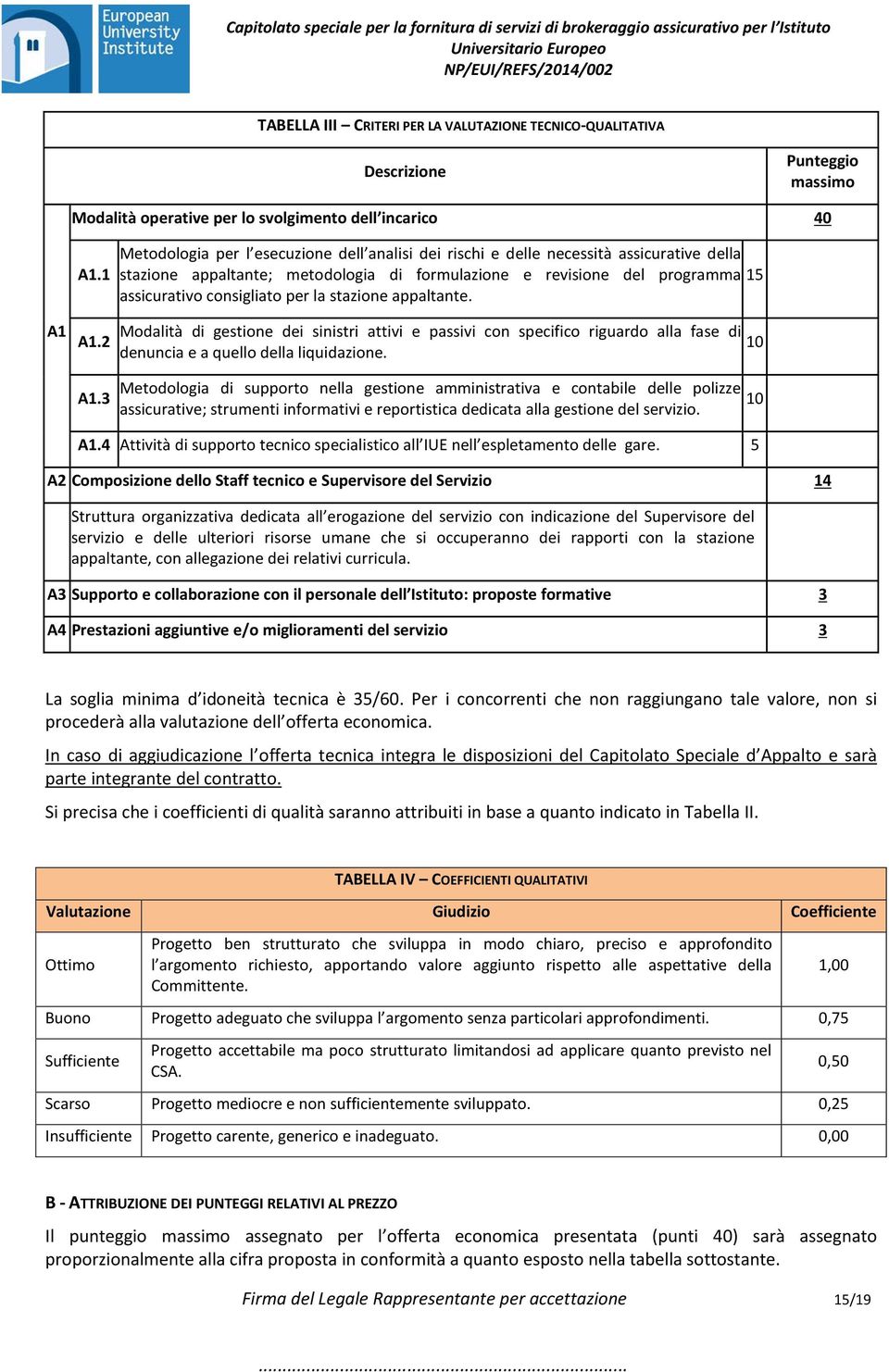 la stazione appaltante. A1 A1.2 Modalità di gestione dei sinistri attivi e passivi con specifico riguardo alla fase di denuncia e a quello della liquidazione. 10 A1.