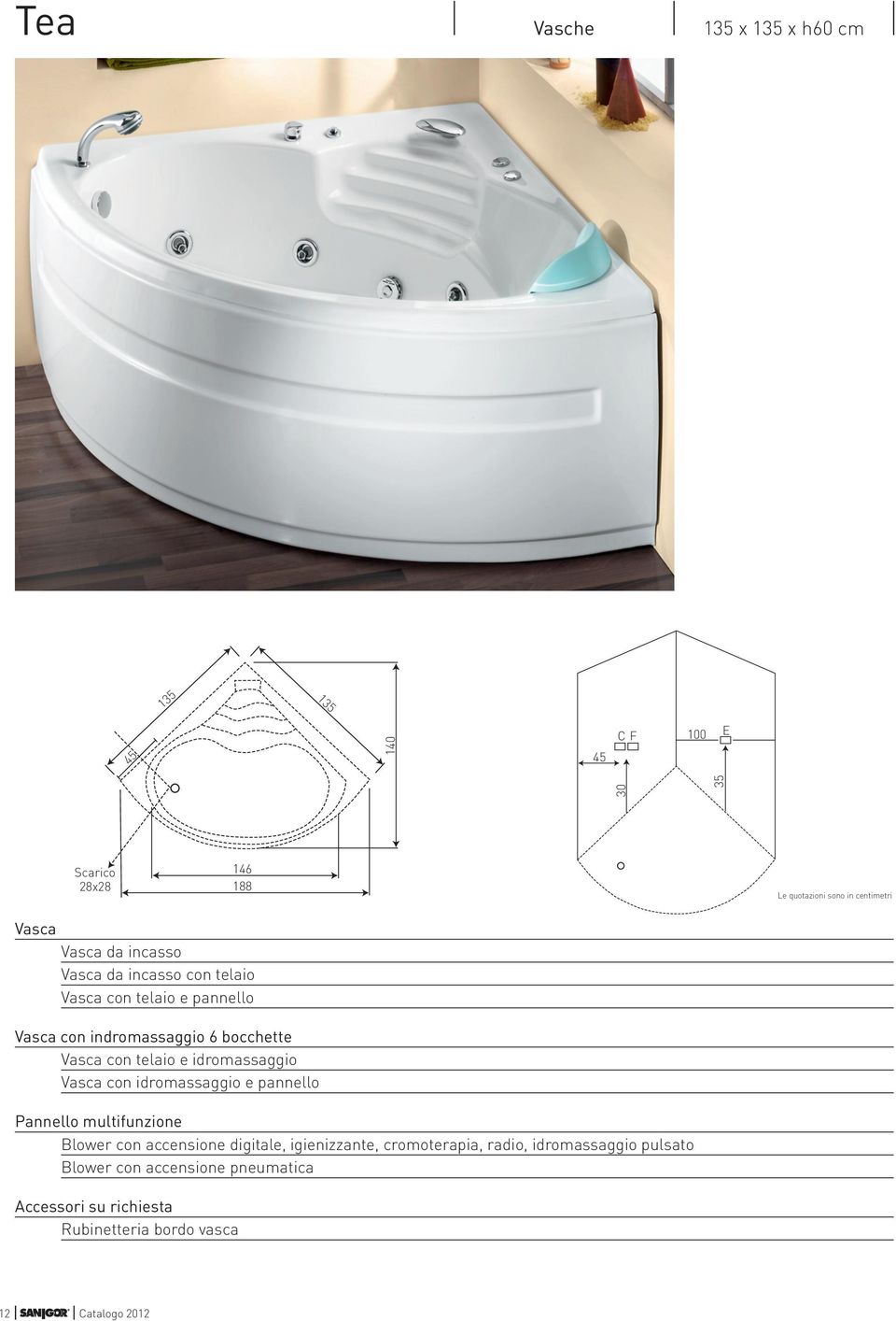 telaio e idromassaggio Vasca con idromassaggio e pannello 30 Pannello multifunzione Blower con accensione digitale,